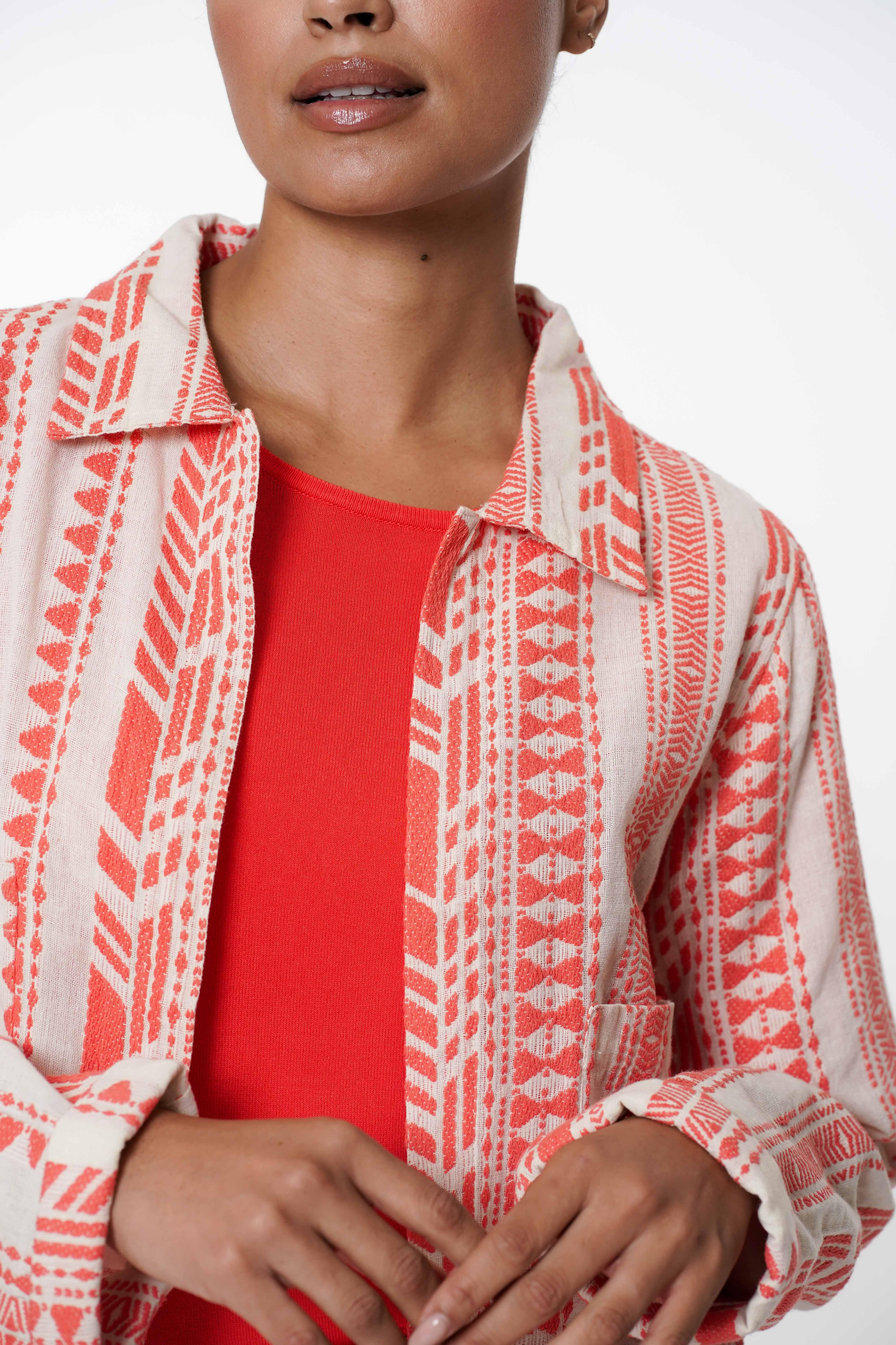 Geisha 55062-21 000250 orange/off-white  Fancy woven jacky