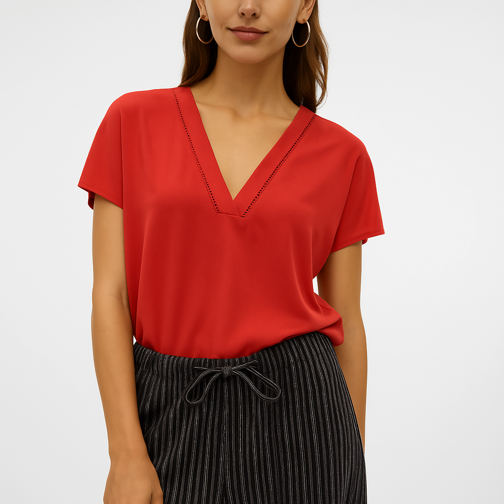 Vero Moda VMBELLA Blouse V-Hals Fiery Red