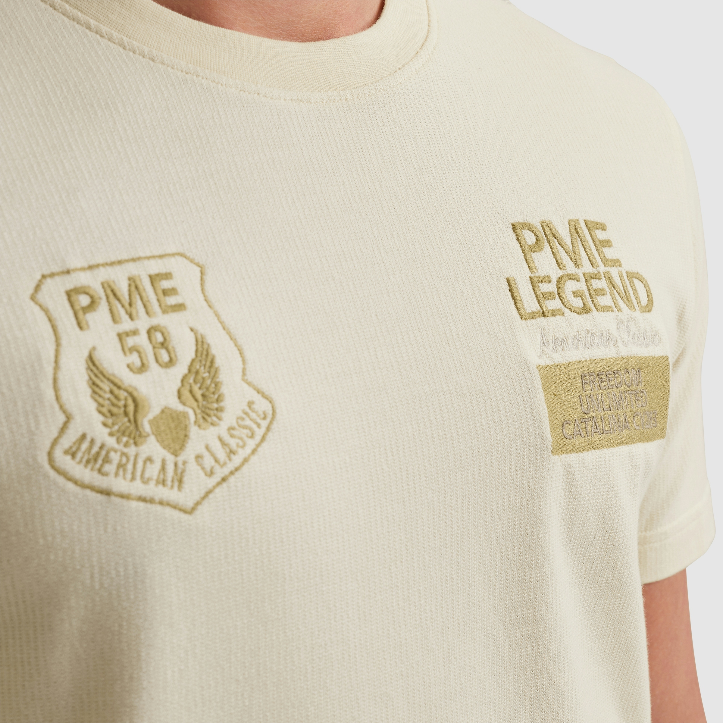 PME Legend T-shirt Flat Waffle Jersey Bone White