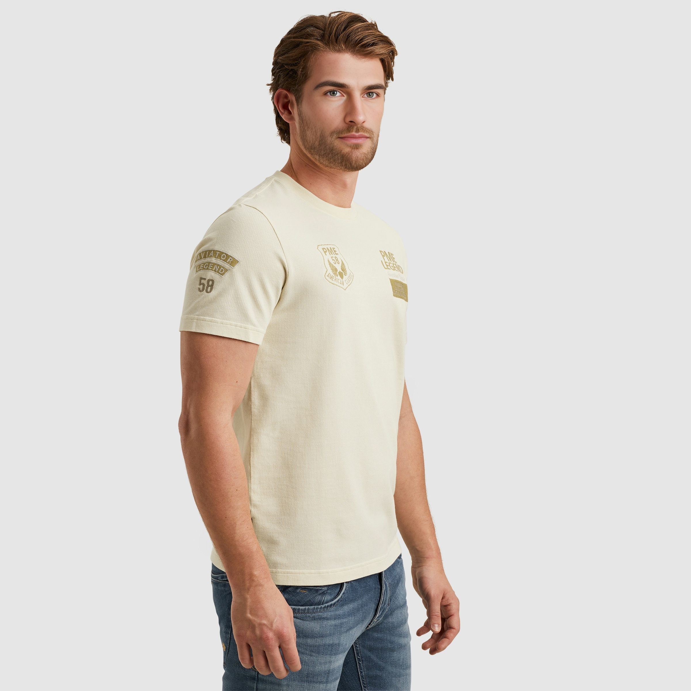 PME Legend T-shirt Flat Waffle Jersey Bone White