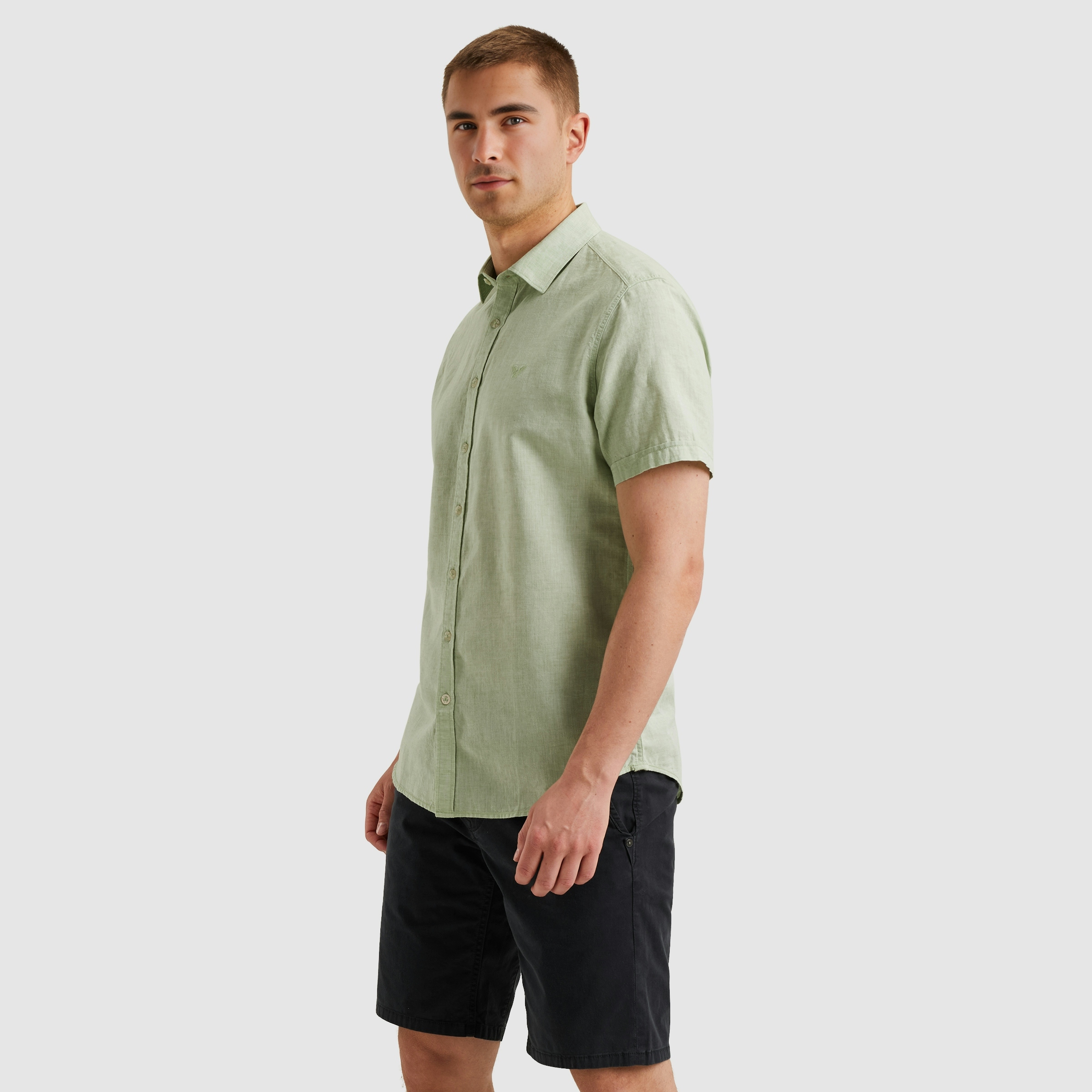 PME Legend Overhemd Ctn Linen 2tone Odin Quiet Green