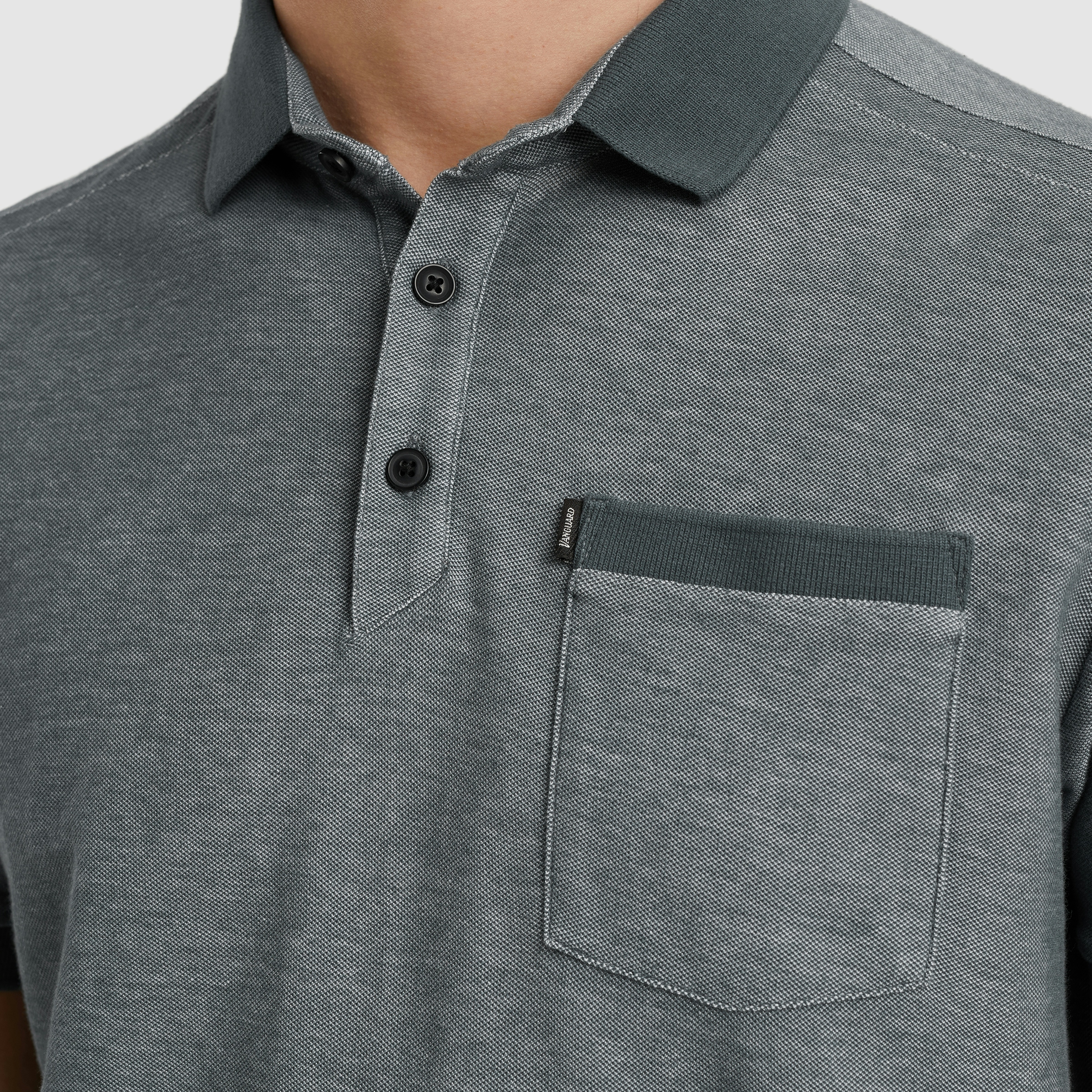 Vanguard Polo Piqué 2-Tone Honeycomb Donkergrijs