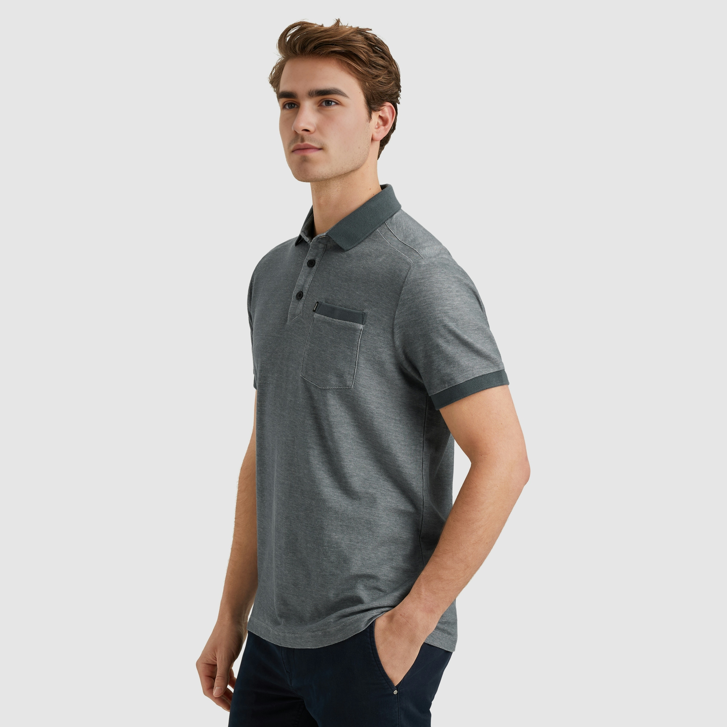 Vanguard Polo Piqué 2-Tone Honeycomb Donkergrijs