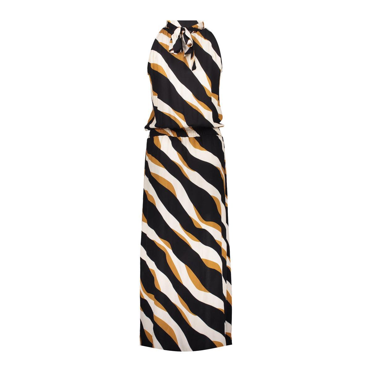 Geisha Halterjurk Off-White Zwart Caramel