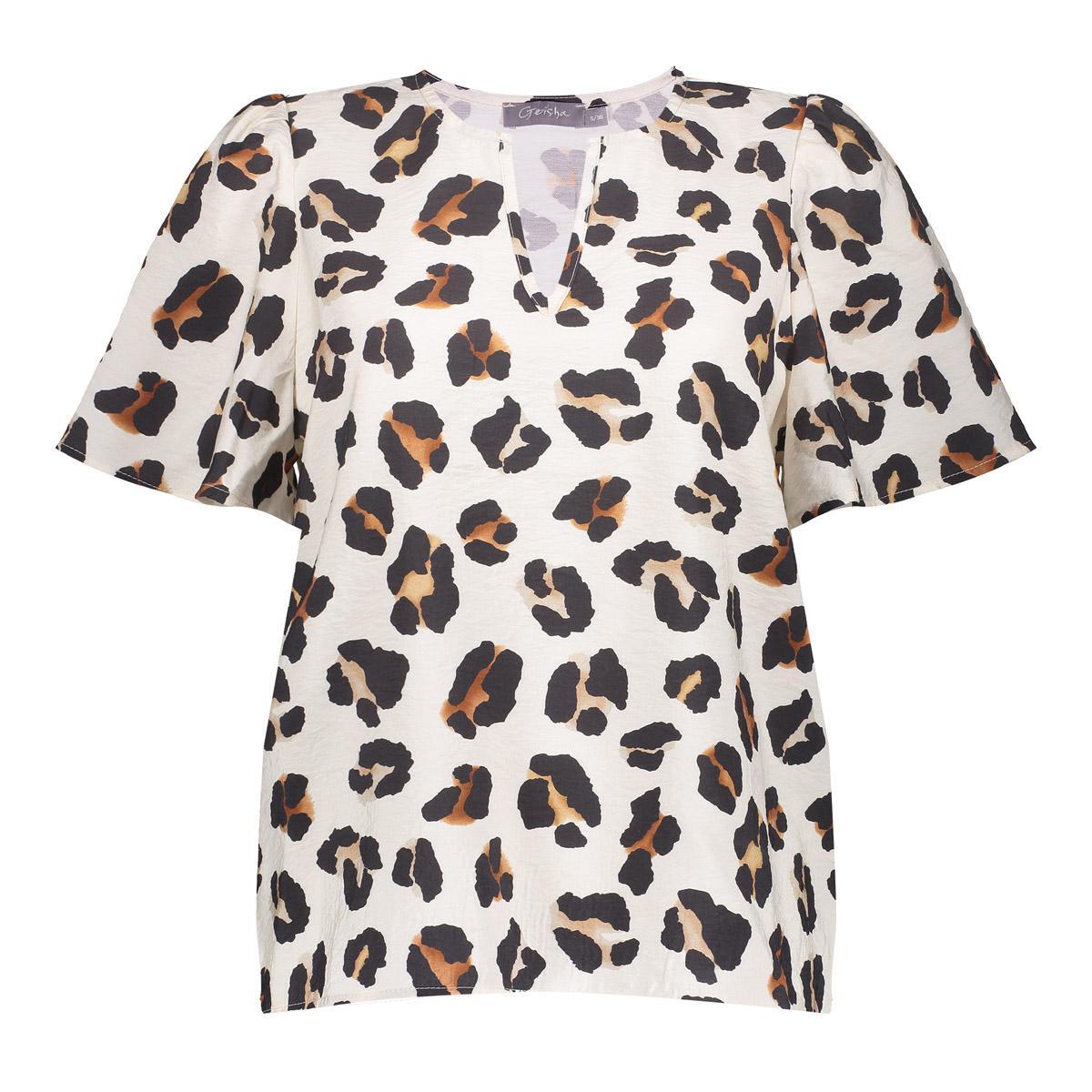 Geisha Top Off-White Camel Zwart