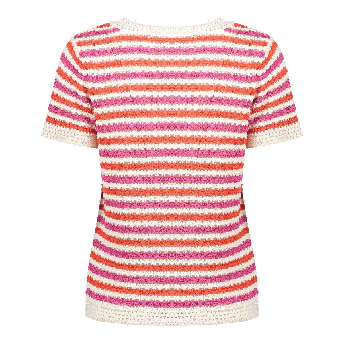 Geisha Gebreide Top Off-White Koraal Cyclame