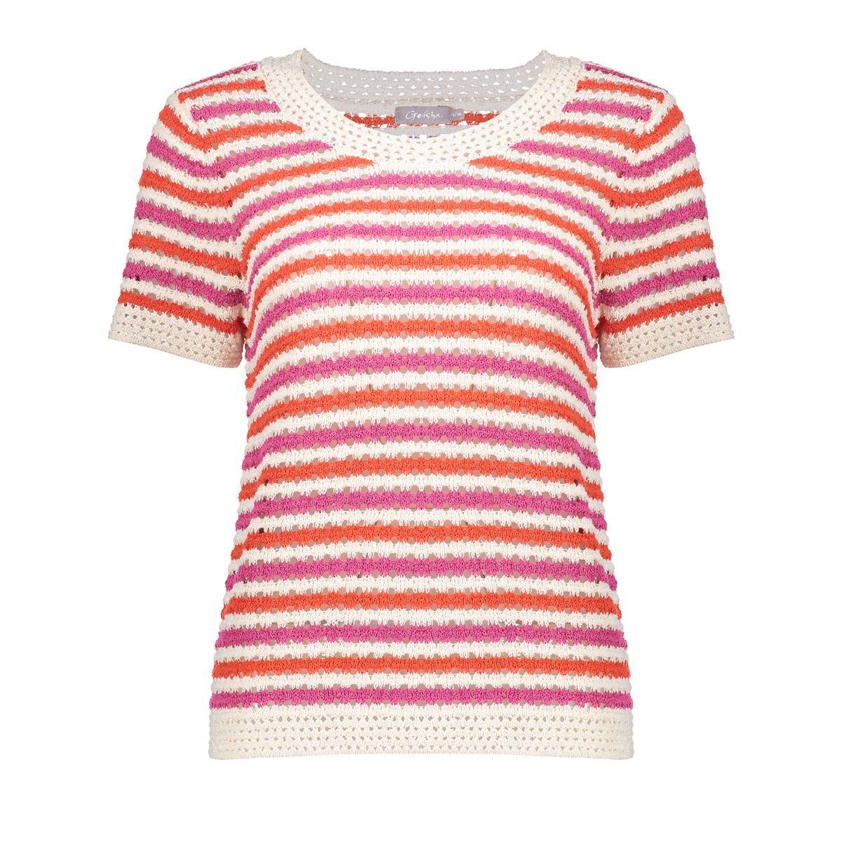 Geisha Gebreide Top Off-White Koraal Cyclame