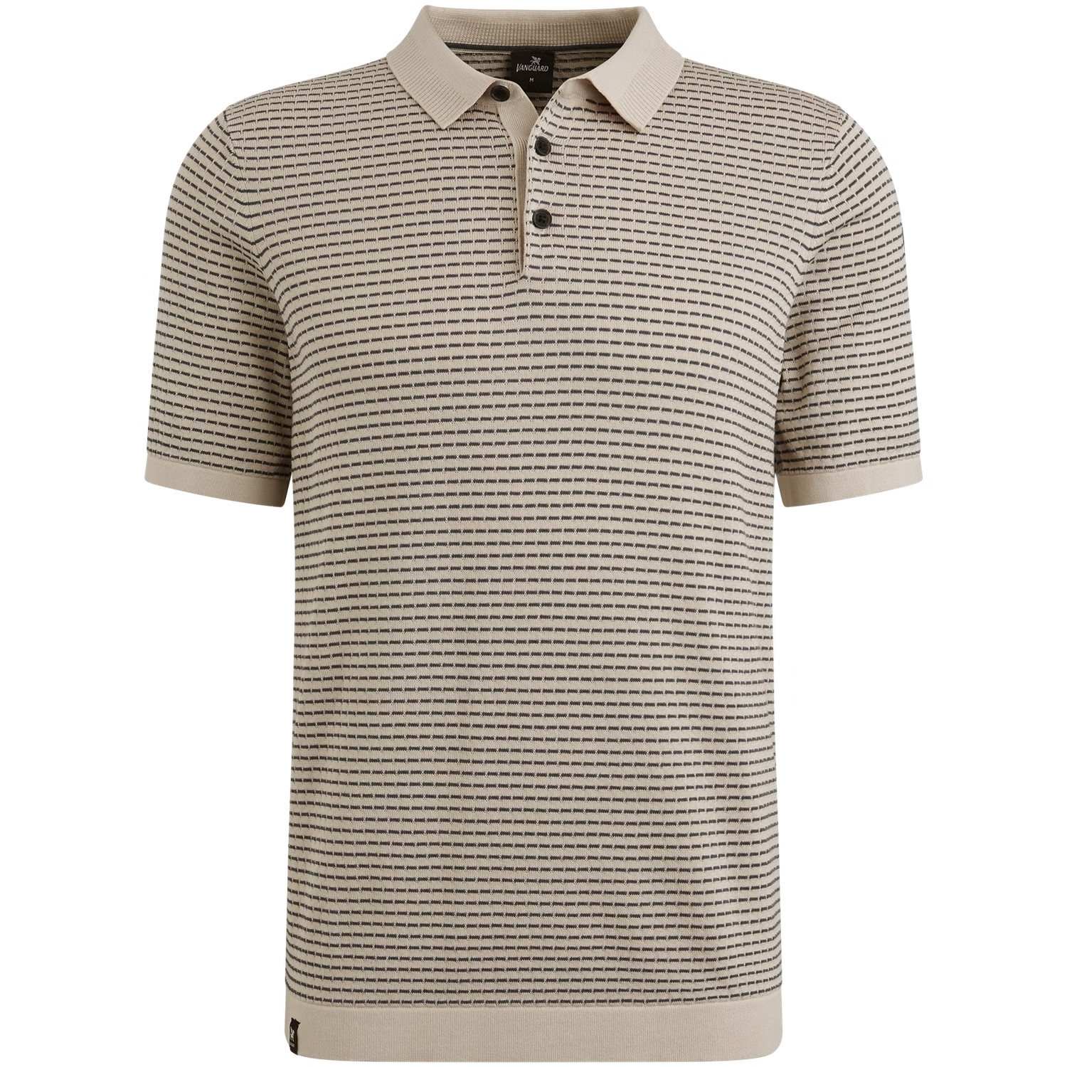 Vanguard Jacquard Polo Beige met Blauwe Streep