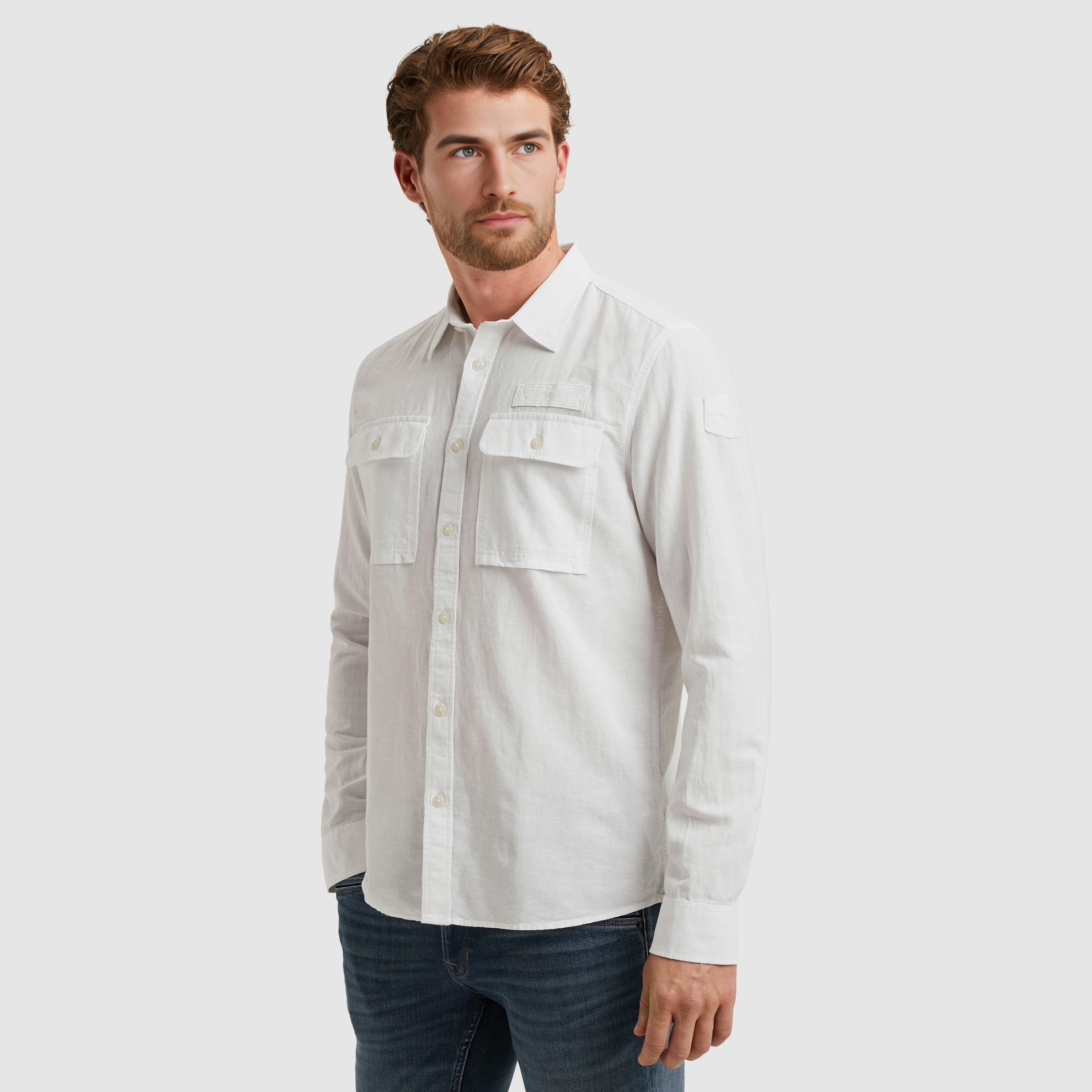 PME Legend Cotton Linen Overhemd Bright White