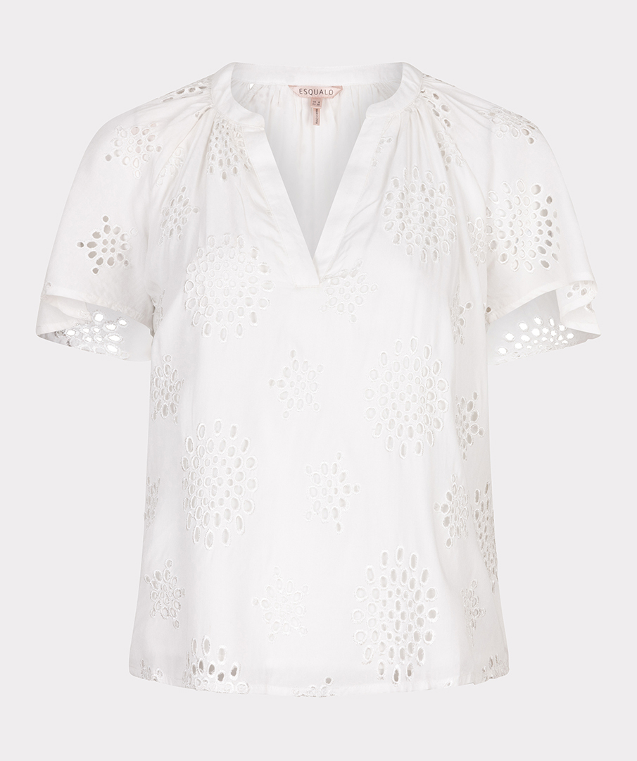 Esqualo Blouse Allover Embroidery Off White