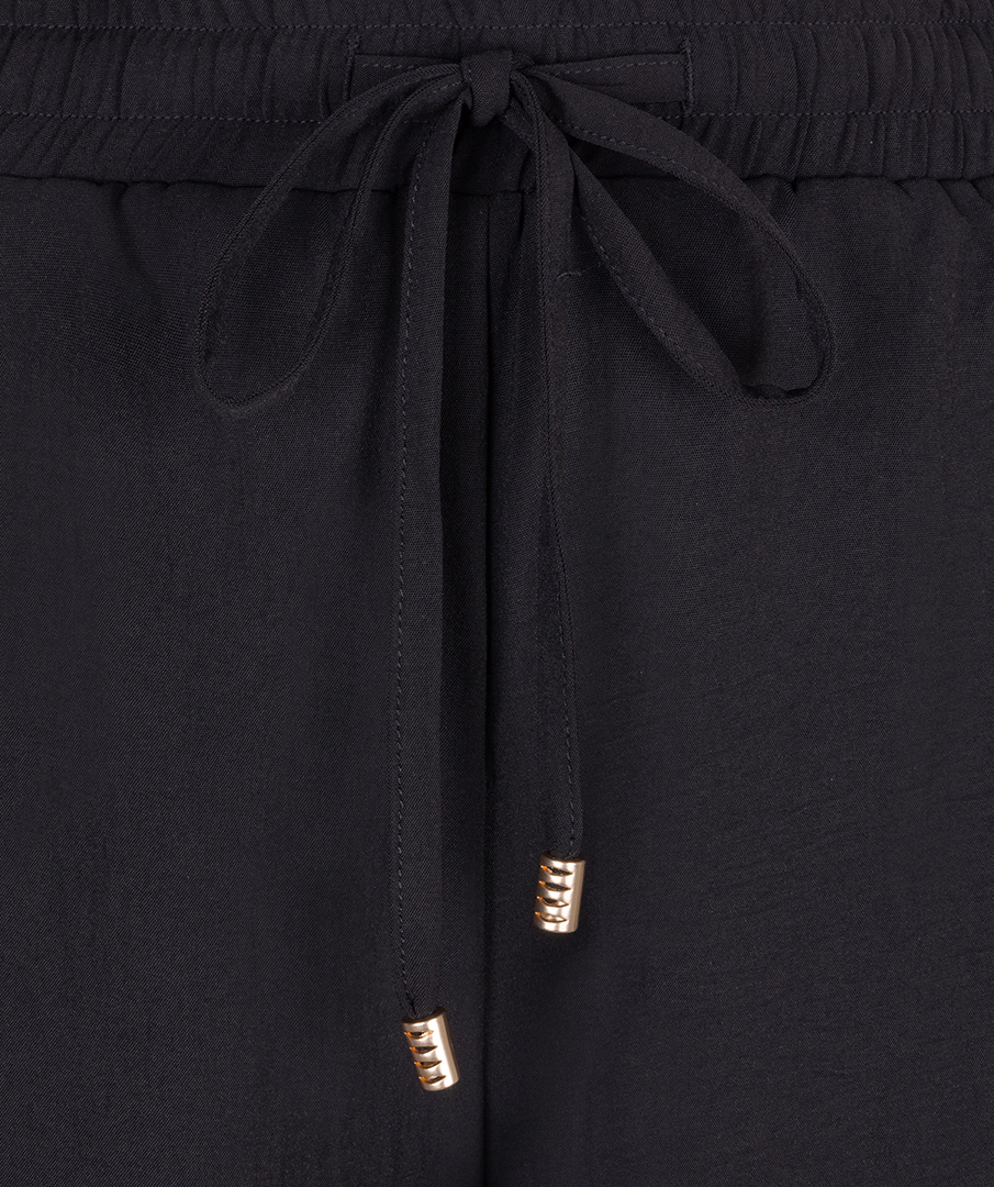 Esqualo Wijdvallende Crinkle Broek Zwart