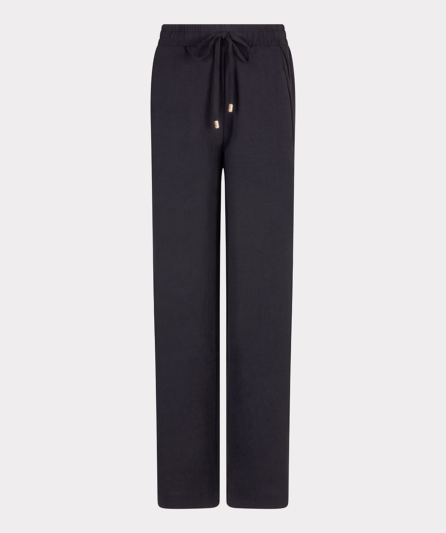 Esqualo Wijdvallende Crinkle Broek Zwart