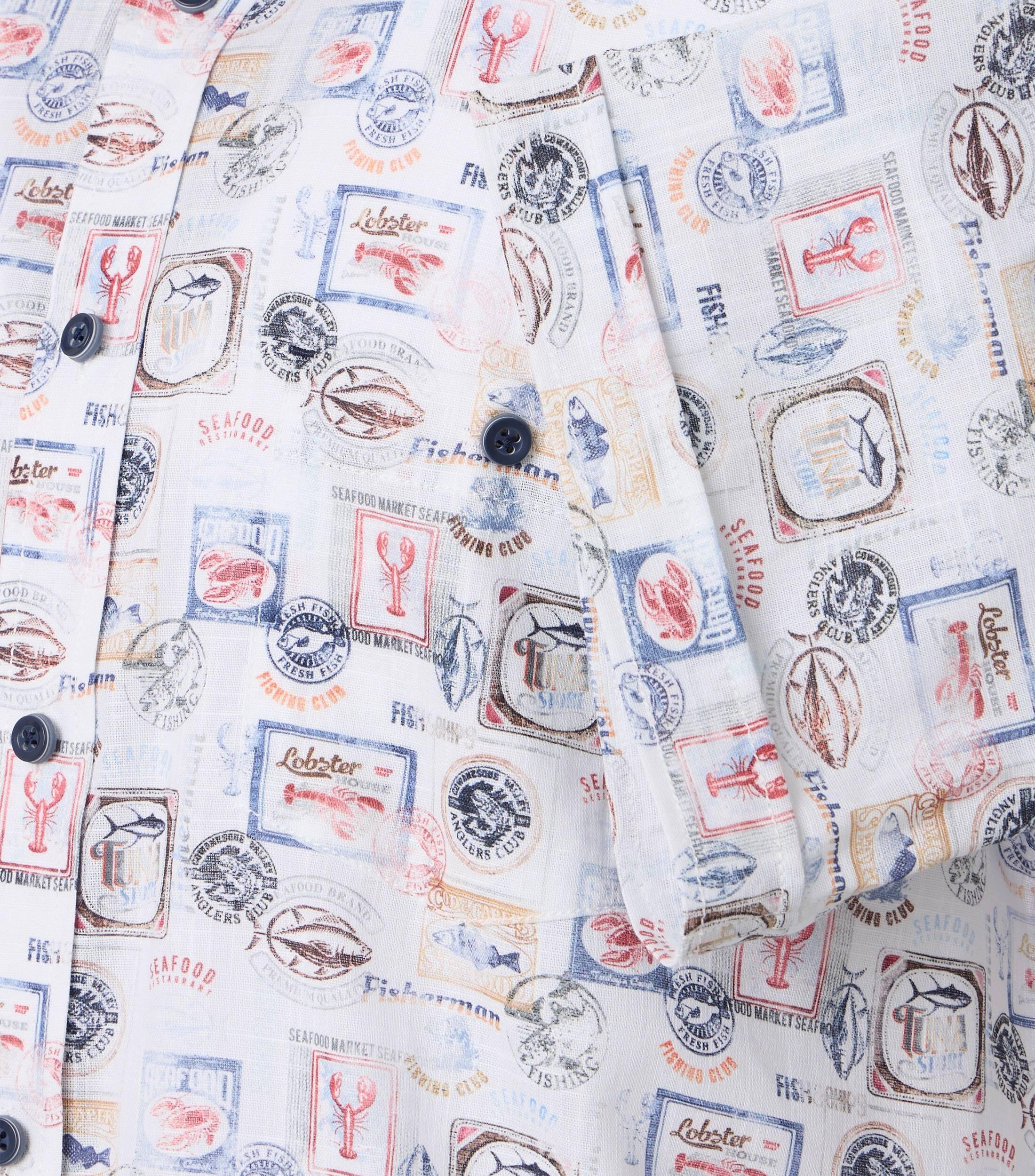 Casamoda Casual Fit Overhemd met Print Wit Korte Mouw