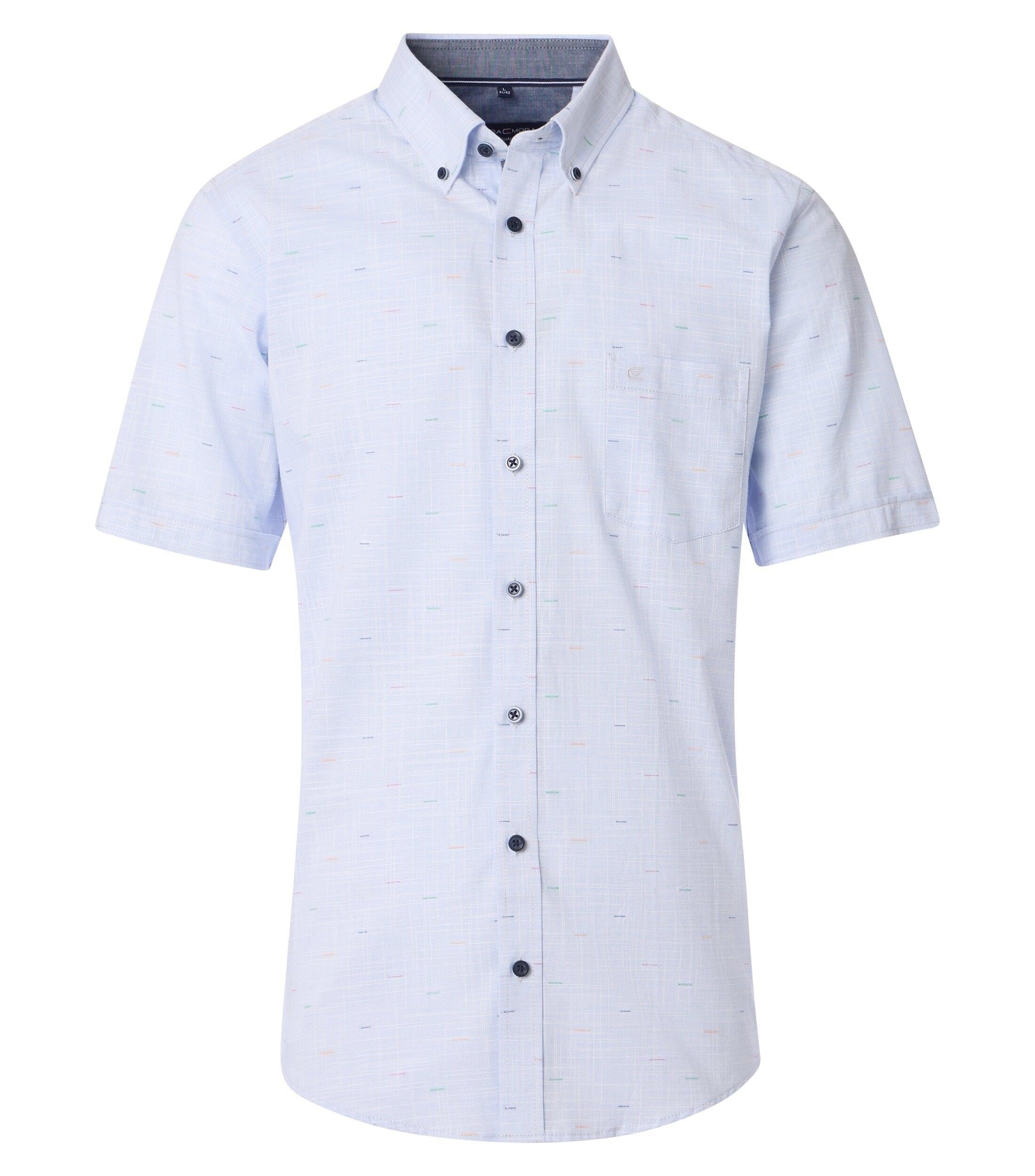 Casa Moda Casual Fit Overhemd Lichtblauw Effen Korte Mouwen