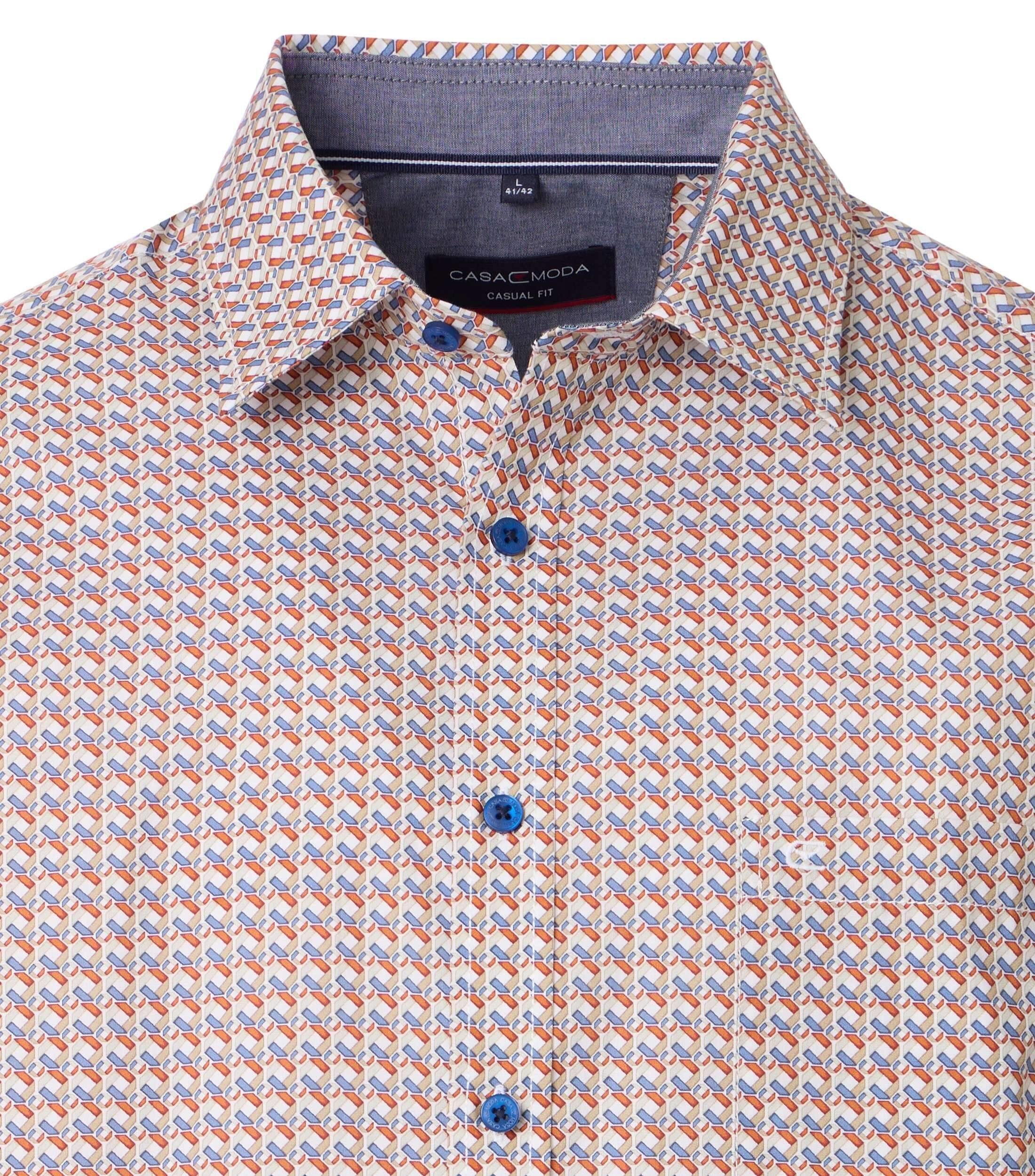 Casa Moda Casual Fit Hemd Oranje/Blauw Print