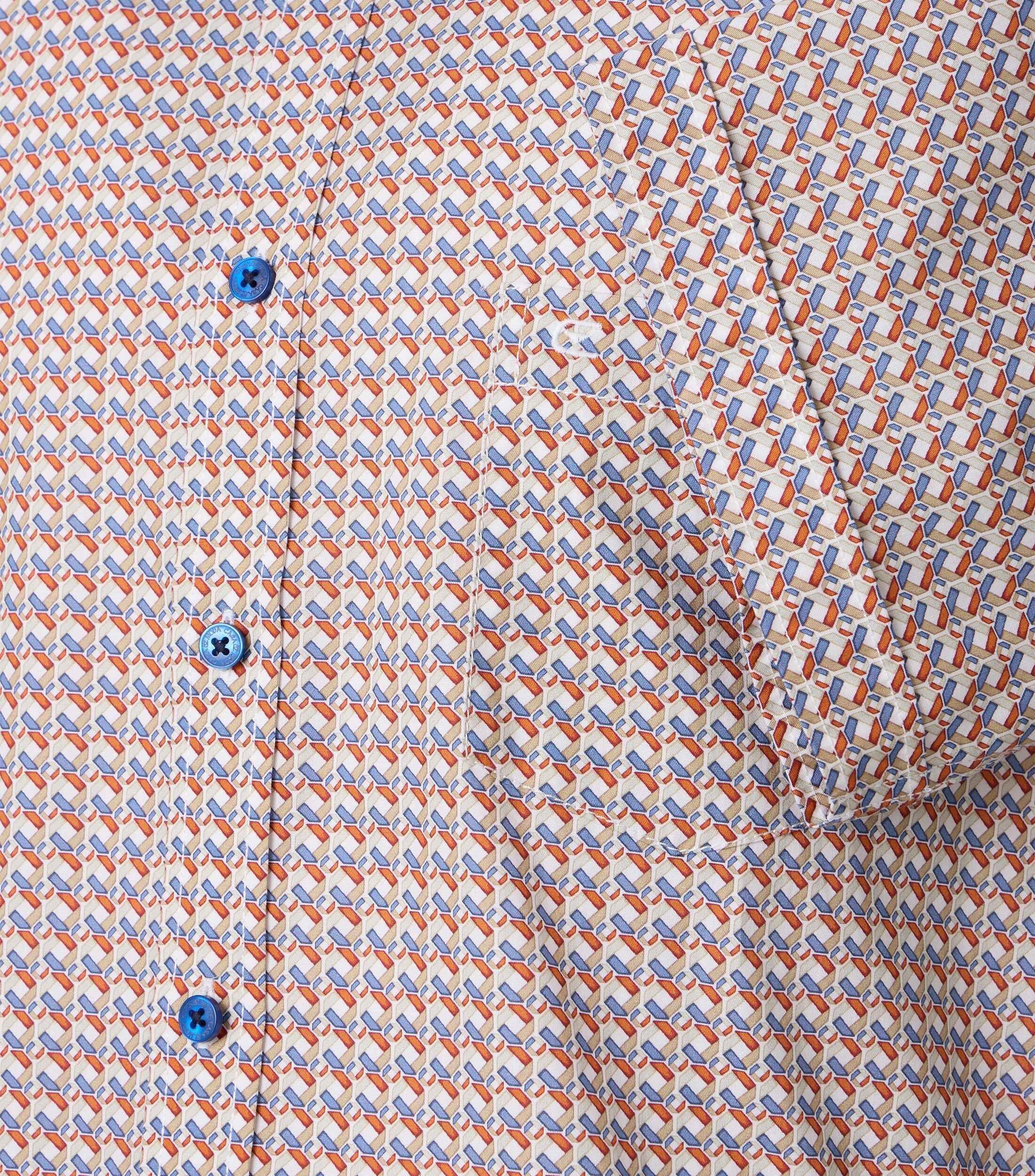 Casa Moda Casual Fit Hemd Oranje/Blauw Print