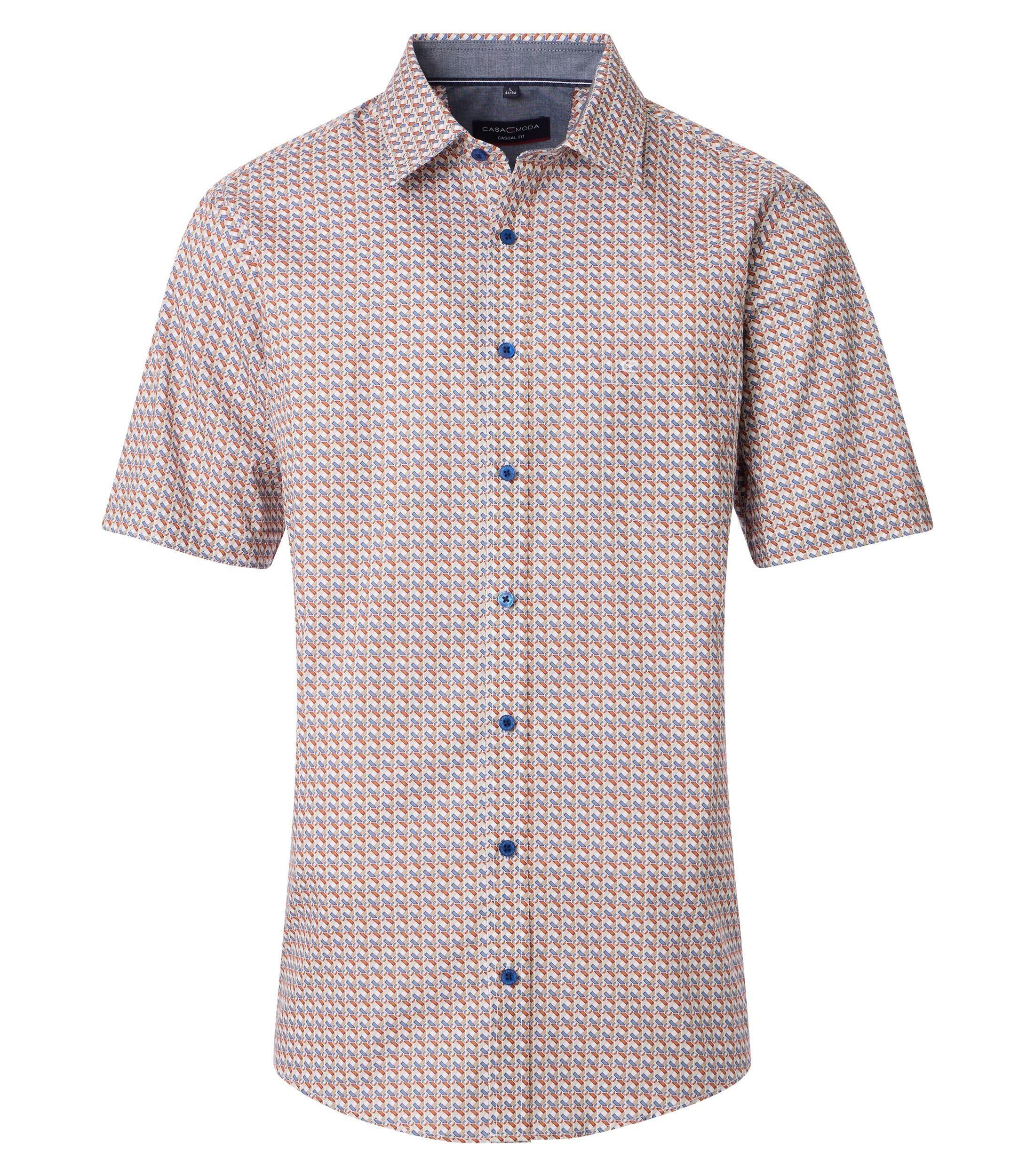 Casa Moda Casual Fit Hemd Oranje/Blauw Print
