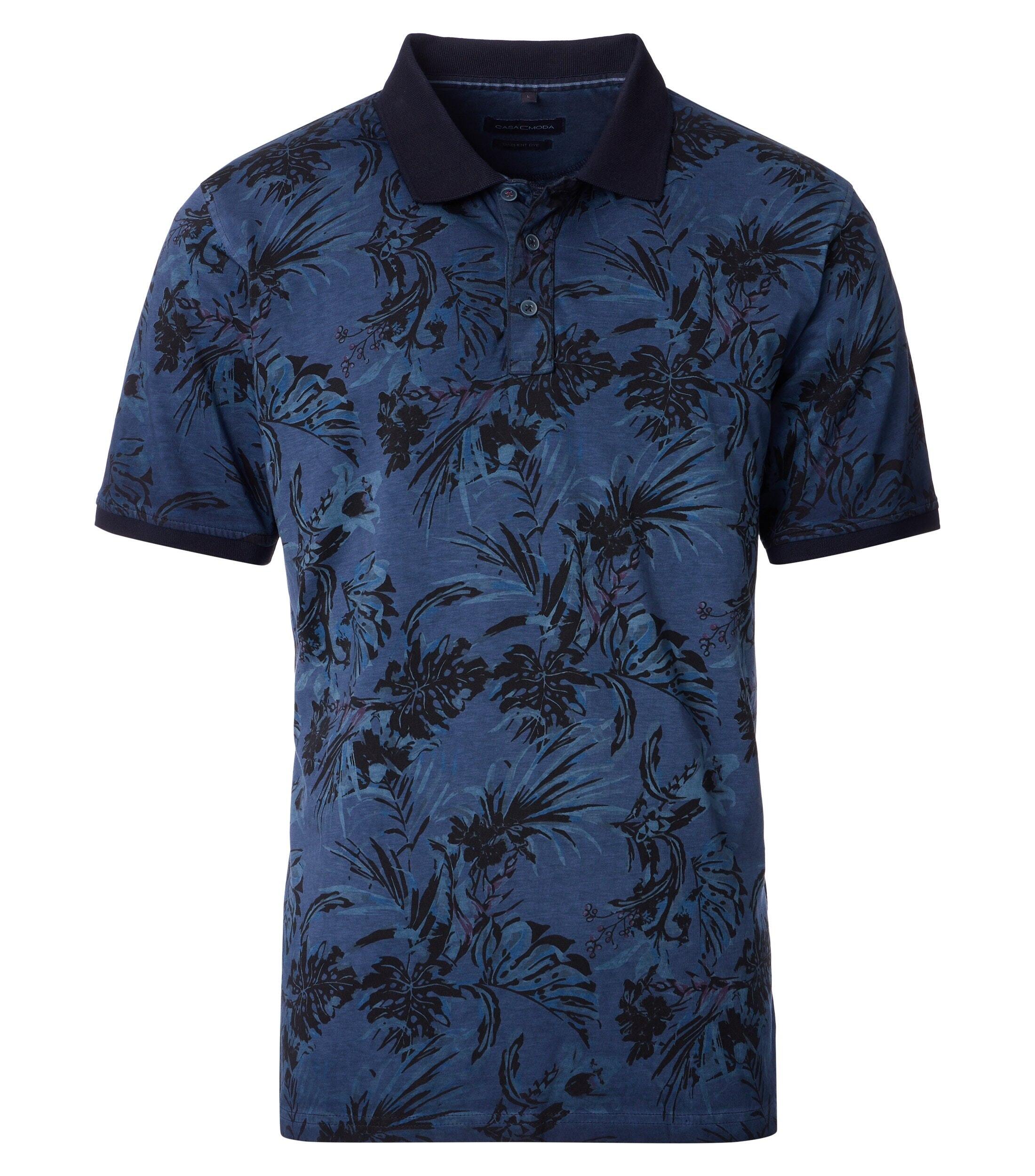 Casa Moda Polo Blauw Print