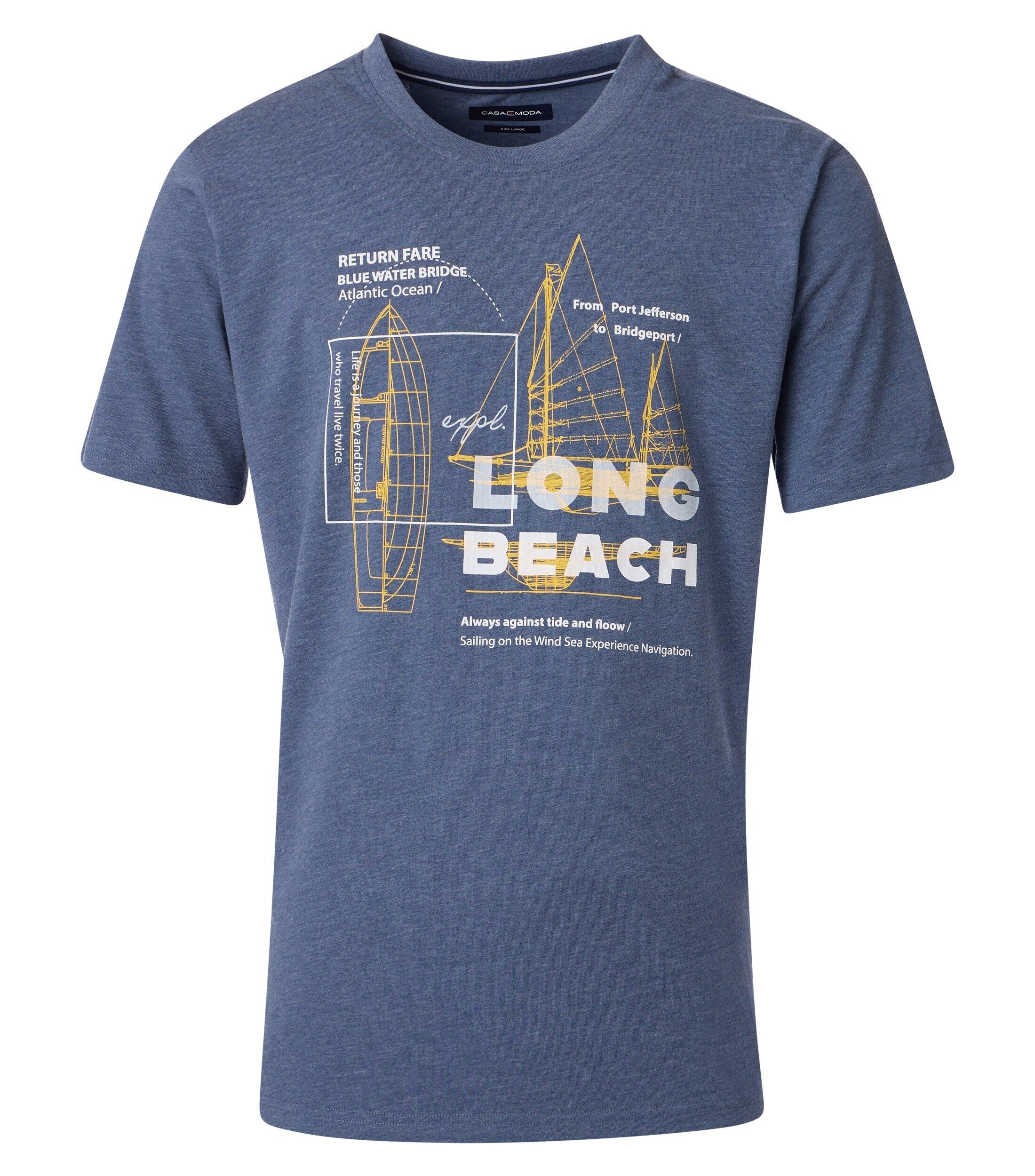 Casa Moda T-shirt Petrol Blauw Korte Mouwen – Comfort Fit Zomer
