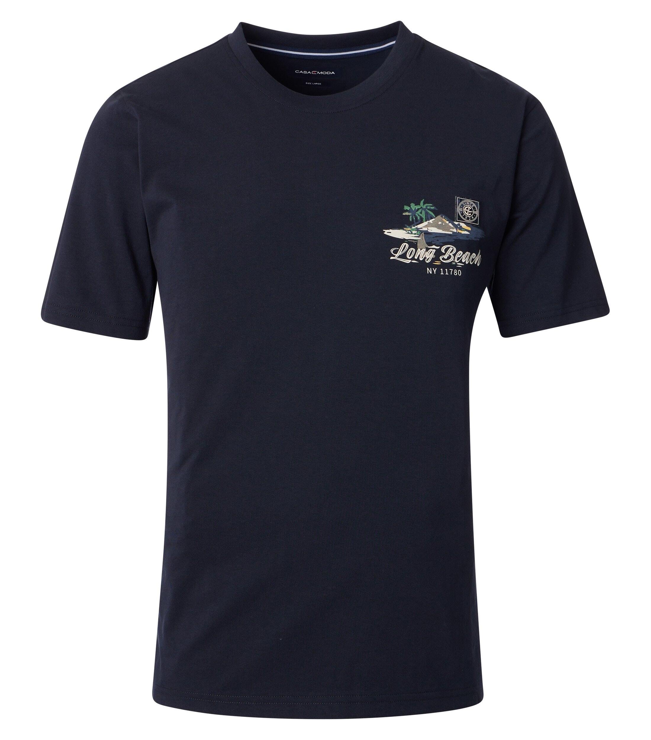Casa Moda T-shirt Blauw Korte Mouwen – Comfort Fit Zomer